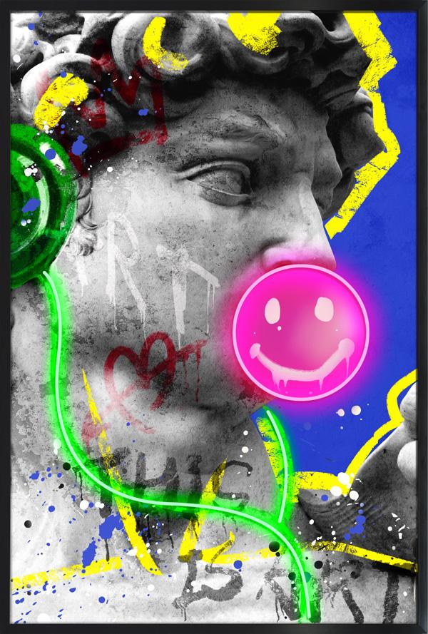 Tableau Décoratif David Smile Pop Art Led Affiche Murale Moderne salon chambre bureau Tunisie