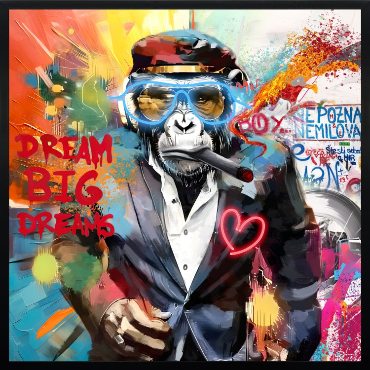 Tableau Décoratif Dream Big Gorille Led Affiche Murale Moderne salon chambre bureau Tunisie