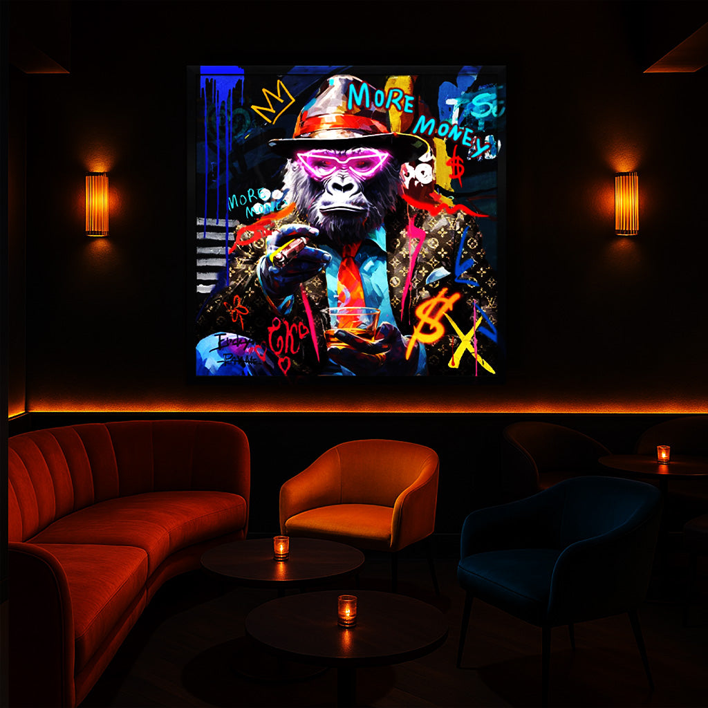 Tableau Décoratif funfy Gorille Led Affiche Murale Moderne salon chambre bureau Tunisie