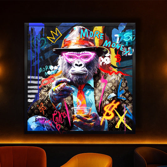 Tableau Décoratif funfy Gorille Led Affiche Murale Moderne salon chambre bureau Tunisie