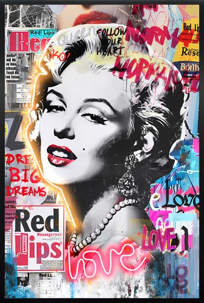 Tableau Décoratif Marilyn Red Lips Led Affiche Murale Moderne salon chambre bureau Tunisie