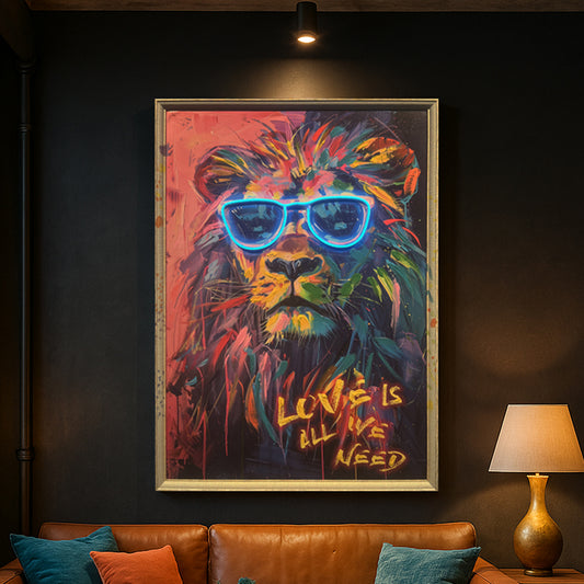Tableau Décoratif lion vibrant Led Affiche Murale Moderne salon chambre bureau Tunisie