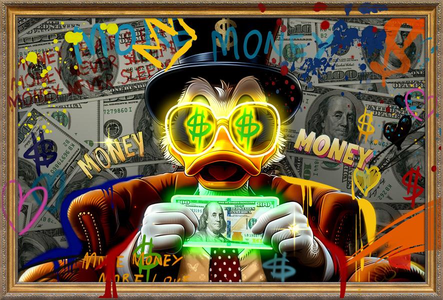 Tableau Décoratif scrooge McDuck bitcoin Led Affiche Murale Moderne salon chambre bureau Tunisie