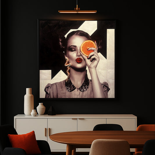 Tableau Décoratif Orange eclipse Led Affiche Murale Moderne salon chambre bureau Tunisie