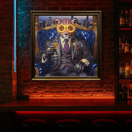 Tableau Léopard Royal - Art Mural LED - Décoration Contemporaine