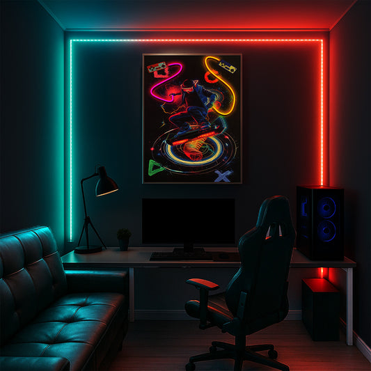 Tableau Contemporain- Le Skateur - Néon LED - Décoration Tendance