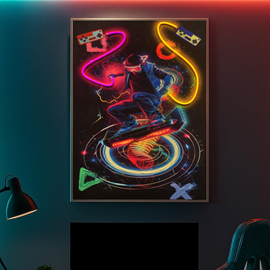 Tableau Contemporain- Le Skateur - Néon LED - Décoration Tendance