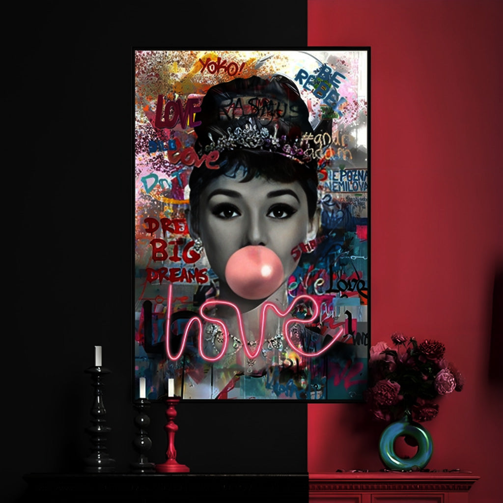 Tableau Décoratif  Audrey BubbleGum Affiche Murale Led Moderne salon chambre bureau Tunisie 