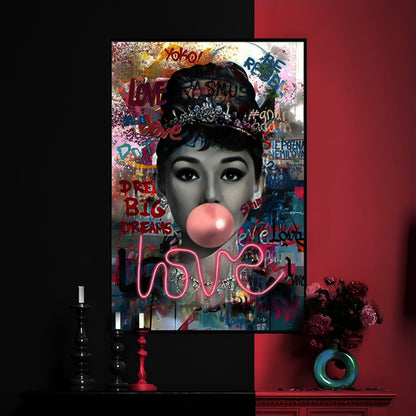 Tableau Décoratif  Audrey BubbleGum Affiche Murale Led Moderne salon chambre bureau Tunisie 