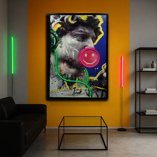 Tableau David Smile - Œuvre d'Art Mural avec LED - Pièce Statement Contemporaine