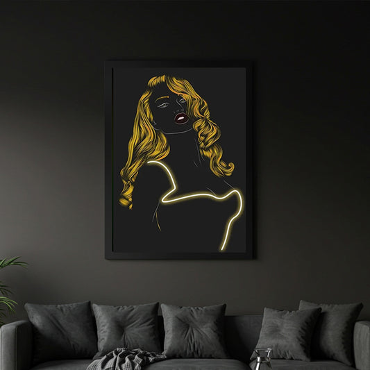 Tableaux " Portrait Féminin Glamour" - Œuvre d'Art Originale avec LED - Décoration Contemporaine