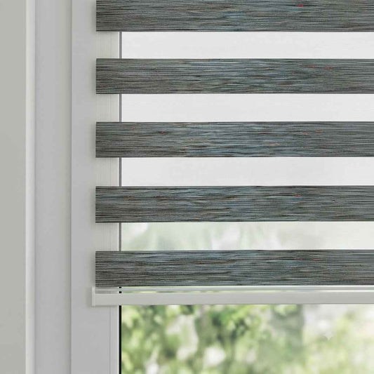 Store Zebra Uni Effet Lin Bleu Pétrole Z-114 Sur Mesure
