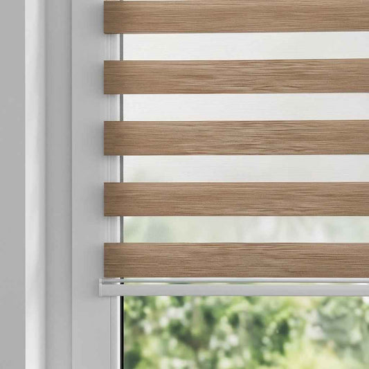 Store Zebra Uni Effet Lin Beige Marron Z-116 Sur Mesure