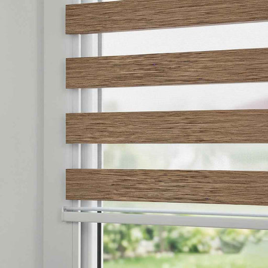 Store Zebra Uni Effet Lin Beige Marron Z-71 Sur Mesure