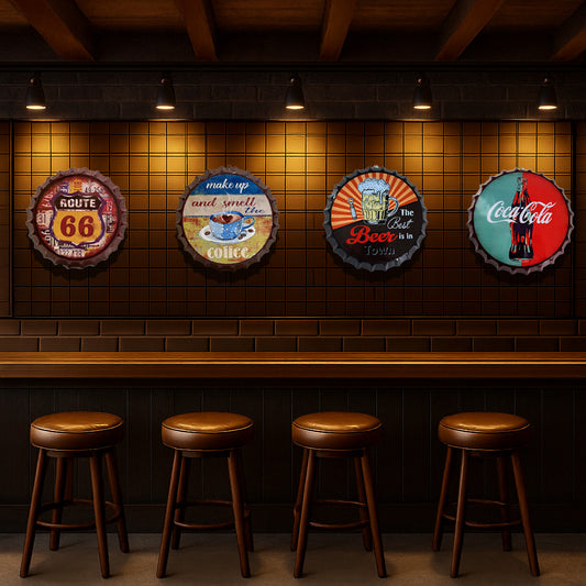 Plaques Décoratives Vintage Capsule - Collection Déco Murale Rétro Bar Café Route 66