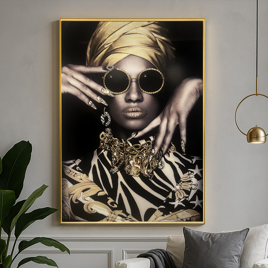 Reine Dorée – Affiche Murale Glamour Afro-Chic