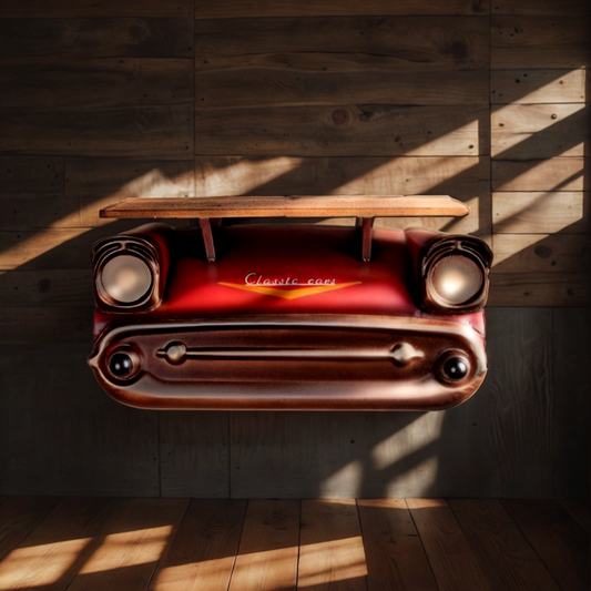 Étagère Murale Déco Vintage - Voiture Métal - Classic Car Rouge Chrome