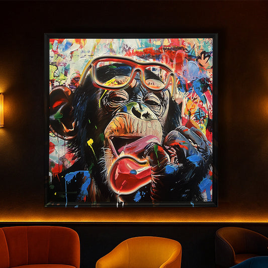 Tableau Chimpanzé Call pop-art - Art Mural LED et style graffiti