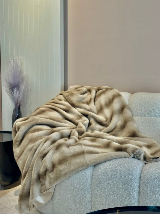 plaid fausse fourrure beige rayure ondulée haute qualité ultra doux couverture confortable salon jeté décoration linge de maison polaire