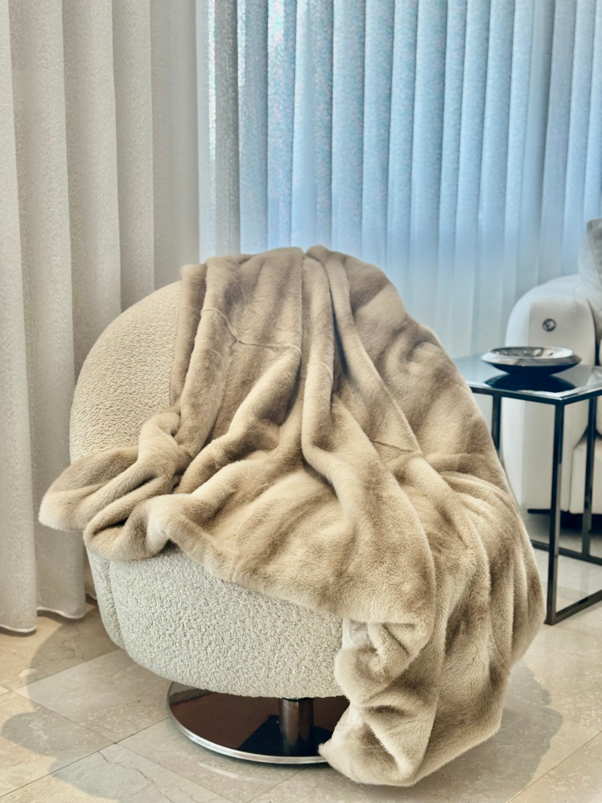 plaid fausse fourrure beige rayure ondulée haute qualité ultra doux couverture confortable salon jeté décoration linge de maison polaire