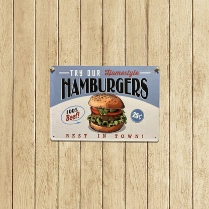 Plaque Métallique carre  best burger Décoration Murale Américaine Vintage bar  garage café coffeshop  fast food vintage Idée Cadeau Tunisie
