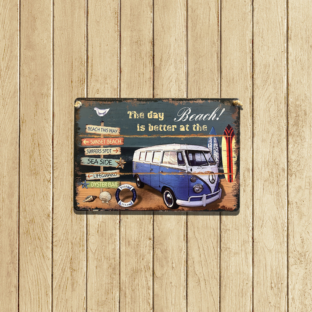 Plaque Métallique carre  better day combicar Décoration Murale Américaine Vintage bar  garage café coffeshop vintage Idée Cadeau Tunisie