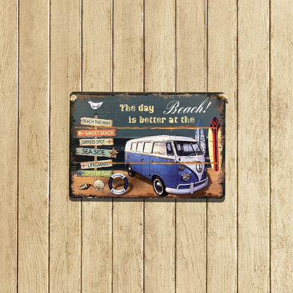 Plaque Métallique carre  better day combicar Décoration Murale Américaine Vintage bar  garage café coffeshop vintage Idée Cadeau Tunisie
