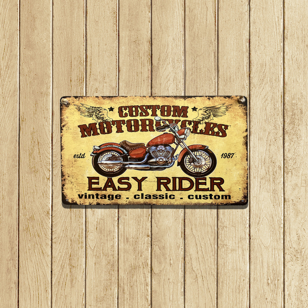 Plaque Métallique carre motorcycle easy rider Décoration Murale Américaine Vintage bar  garage vintage Idée Cadeau Tunisie