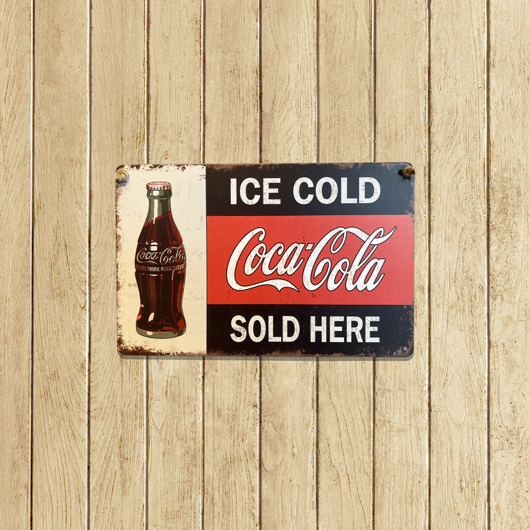 Plaque Métallique carre ice cold coca cola Décoration Murale Américaine Vintage bar vintage Idée Cadeau Tunisie