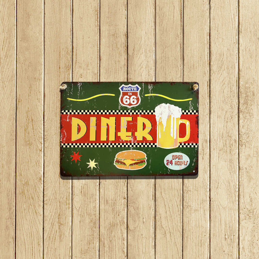 Plaque Métallique carre route 66 dinero Décoration Murale Américaine Vintage bar  garage café coffeshop vintage Idée Cadeau Tunisie