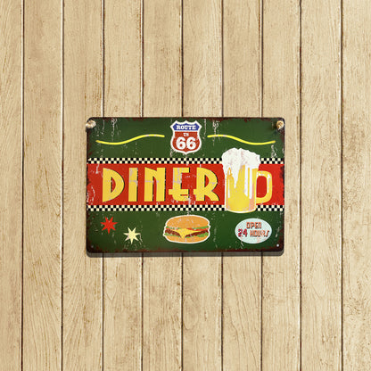 Plaque Métallique carre route 66 dinero Décoration Murale Américaine Vintage bar  garage café coffeshop vintage Idée Cadeau Tunisie