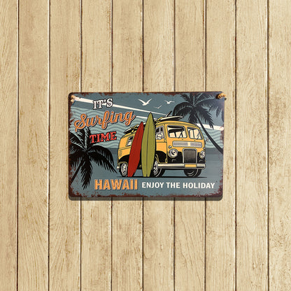 Plaque Métallique carre  surfing time Décoration Murale Américaine Vintage bar  garage café coffeshop vintage Idée Cadeau Tunisie
