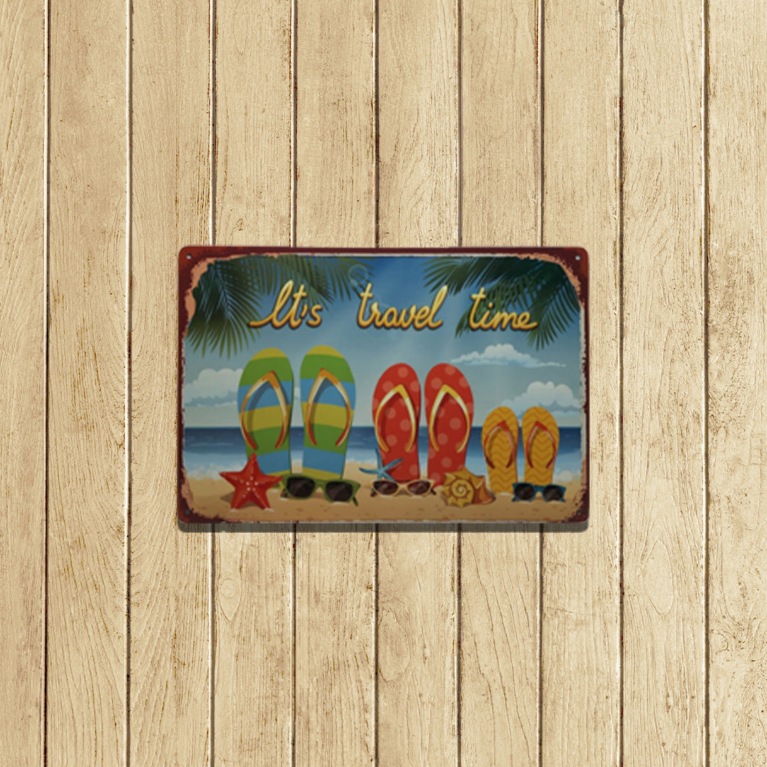 Plaque Métallique carre travel time Décoration Murale Américaine Vintage bar  garage café coffeshop vintage Idée Cadeau Tunisie
