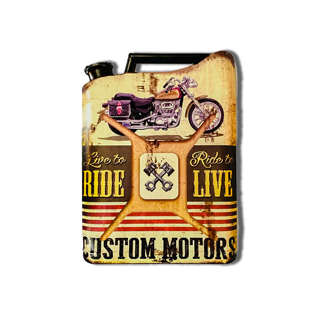 Plaques Métalliques en Forme Jerrican Essence custom motor jaune Décoration Murale Américaine bar vintage Idée Cadeau Tunisie