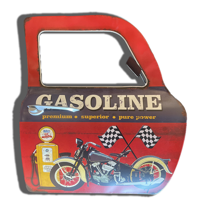 Plaque Métallique forme porte voiture gasoline rouge Décoration Murale Américaine Vintage bar  garage café coffeshop restaurant vintage Idée Cadeau Tunisie
