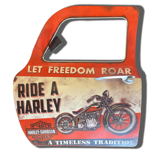 Plaque Métallique forme porte voiture ride harley rouge Décoration Murale Américaine Vintage bar  garage café coffeshop restaurant vintage Idée Cadeau Tunisie
