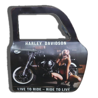 Plaque Métallique forme porte voiture harley davidson black Décoration Murale Américaine Vintage bar  garage café coffeshop restaurant vintage Idée Cadeau Tunisie