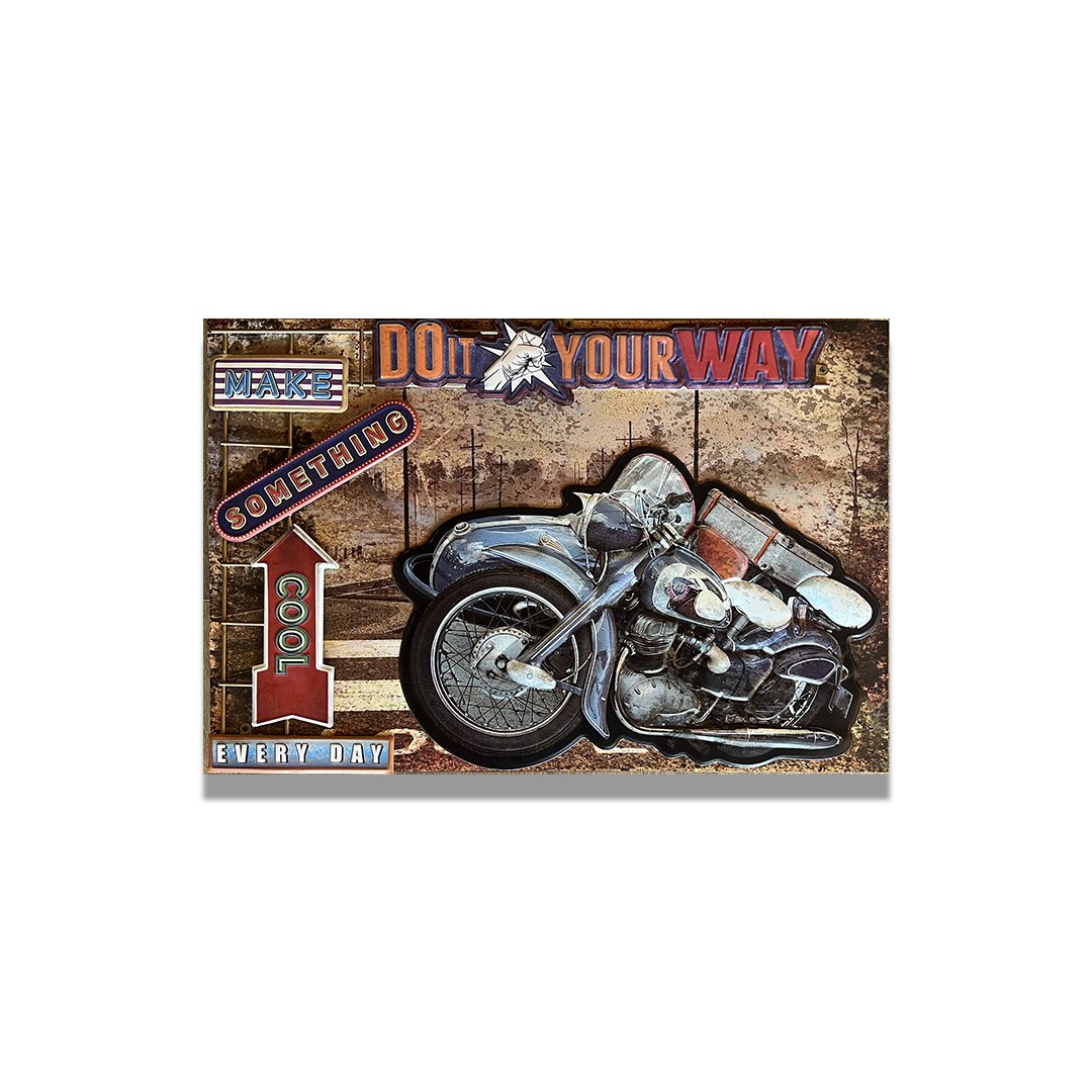 Plaque Métallique carré motif 3D en relief do it your way Décoration Murale Américaine Vintage bar  garage café coffeshop Idée Cadeau Tunisie
