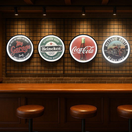 Plaque Publicitaire Métallique Bombé marque Coca Cola  Heineken Historic route my garage Décoration Idée Cadeau industriel bar restaurant cave coffee