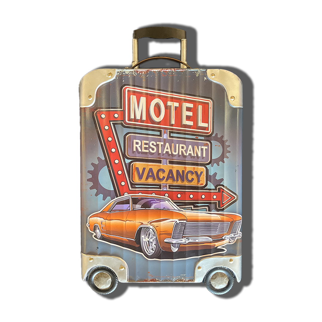 Plaque Métallique valise voyage motel restaurant Décoration Murale Américaine Vintage bar  chambre boutique garage café coffeshop vintage Idée Cadeau Tunisie