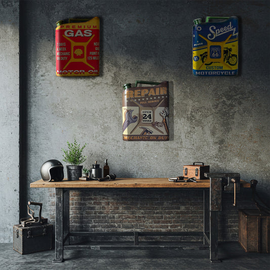 Plaques Métalliques en Forme Jerrican Essence - Décoration Murale - Idée Cadeau