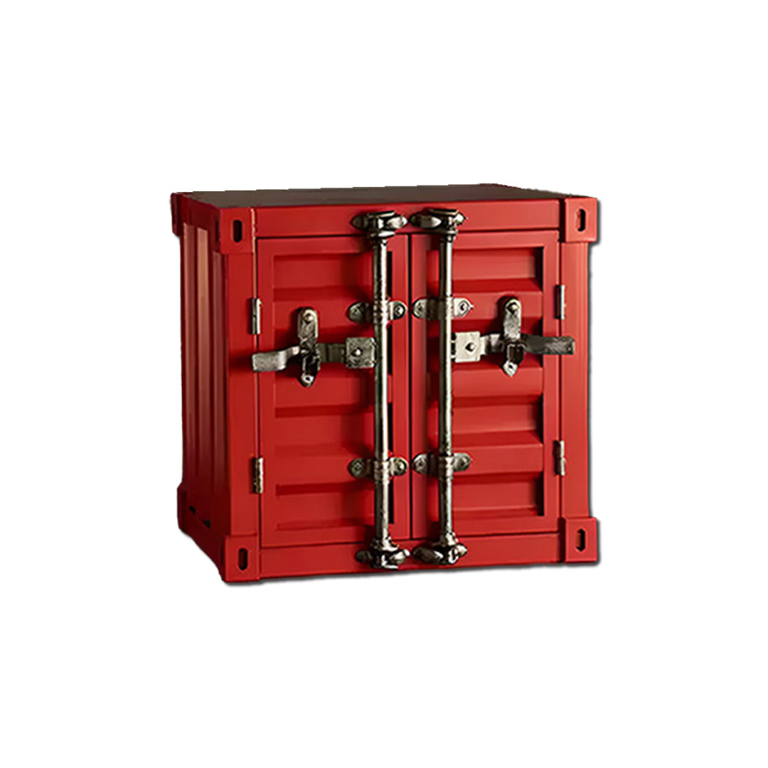 Meuble de Rangement Style Container Industriel Rouge - Coffre-Fort Décoratif avec Verrous Chromés
