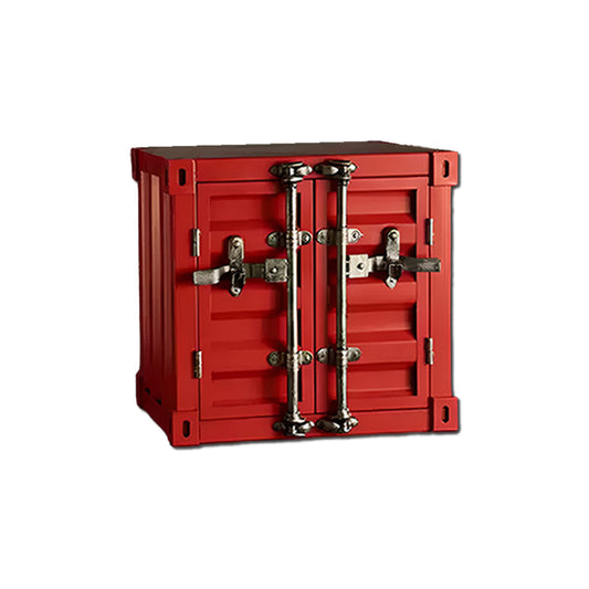 Meuble de Rangement Style Container Industriel Rouge - Coffre-Fort Décoratif avec Verrous Chromés