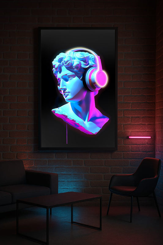 Tableau Décoratif Neon Apollo Glamour Affiche Art Mural Led Moderne tendance salon chambre bureau Tunisie 